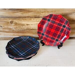 Set of 4 New without Box Juliska Tartan Plaid Salad/Dessert Plate 8.5" Diameter